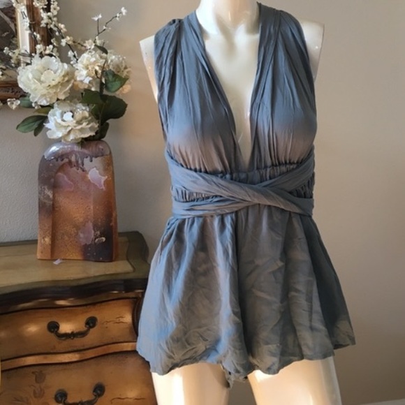 LF One Way Wrap Around Blue Romper - Picture 3 of 5
